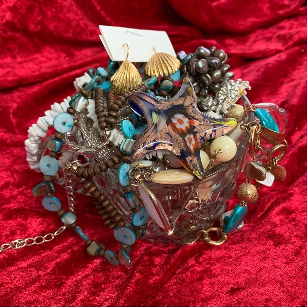 Coastal Treasures Jewelry Jar 1 lb beach vibes .925  Keshi Pearls puka shells